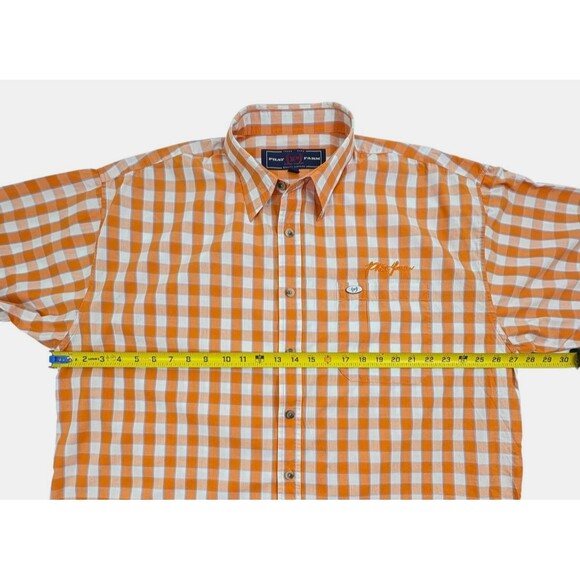 Phat Farm Y2K Button Shirt Cotton Orange Plaid Street Skater Hip Hop 2XL XXL - Picture 8 of 15